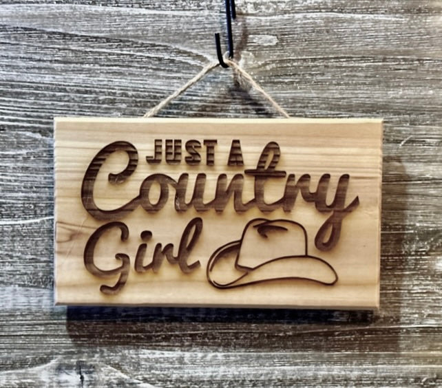Just A Country Girl-#004 Laser engraved wood art 10x6, free shipping