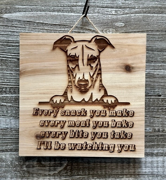 Greyhound Dog-#018 Laser engraved wood art 10x10, free shipping