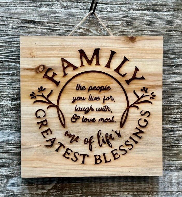 Family Greatest Blessing-#123 Laser engraved wood art 10x10, free shipping