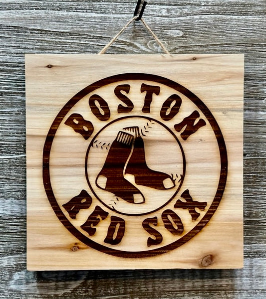 Boston Red Sox-#134 Laser engraved wood art 10x10, free shipping.