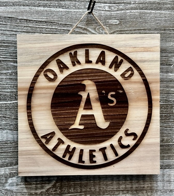 Oakland A's-#138 Laser engraved wood art 10x10, free shipping