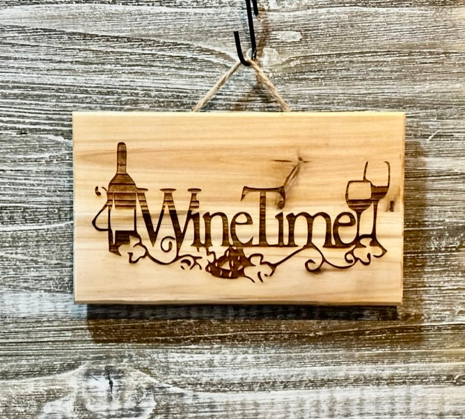 Wine Time-#149 Laser engraved wood art 10x6, free shipping