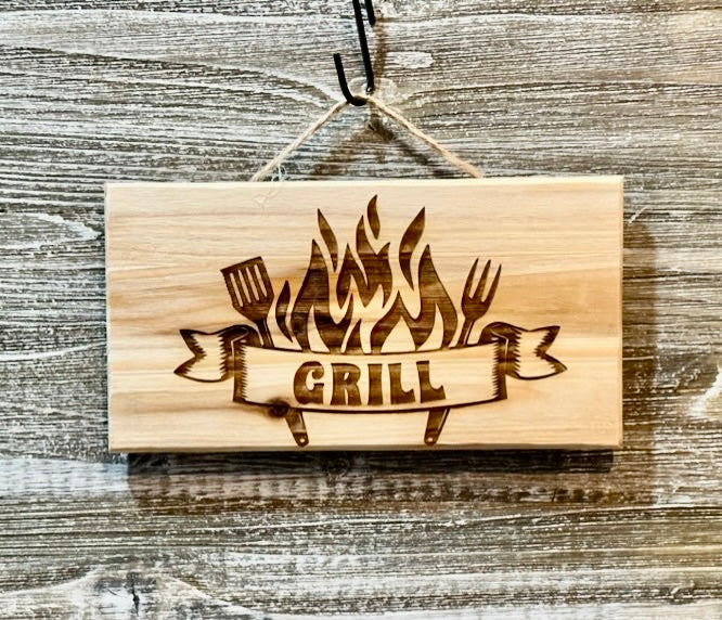 Grill-#156 Laser engraved wood art 10x5, free shipping
