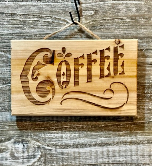 Coffee 2-#157 Laser engraved wood art 10x6, free shipping