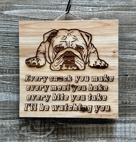 English Bulldog 2-#016 Laser engraved wood art 10x10, free shipping