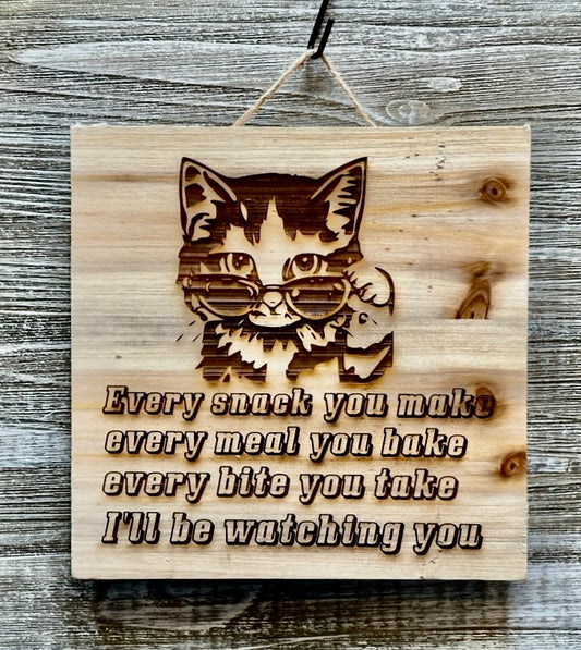 Cat With Glasses-#169 Laser engraved wood art 10x10, free shipping