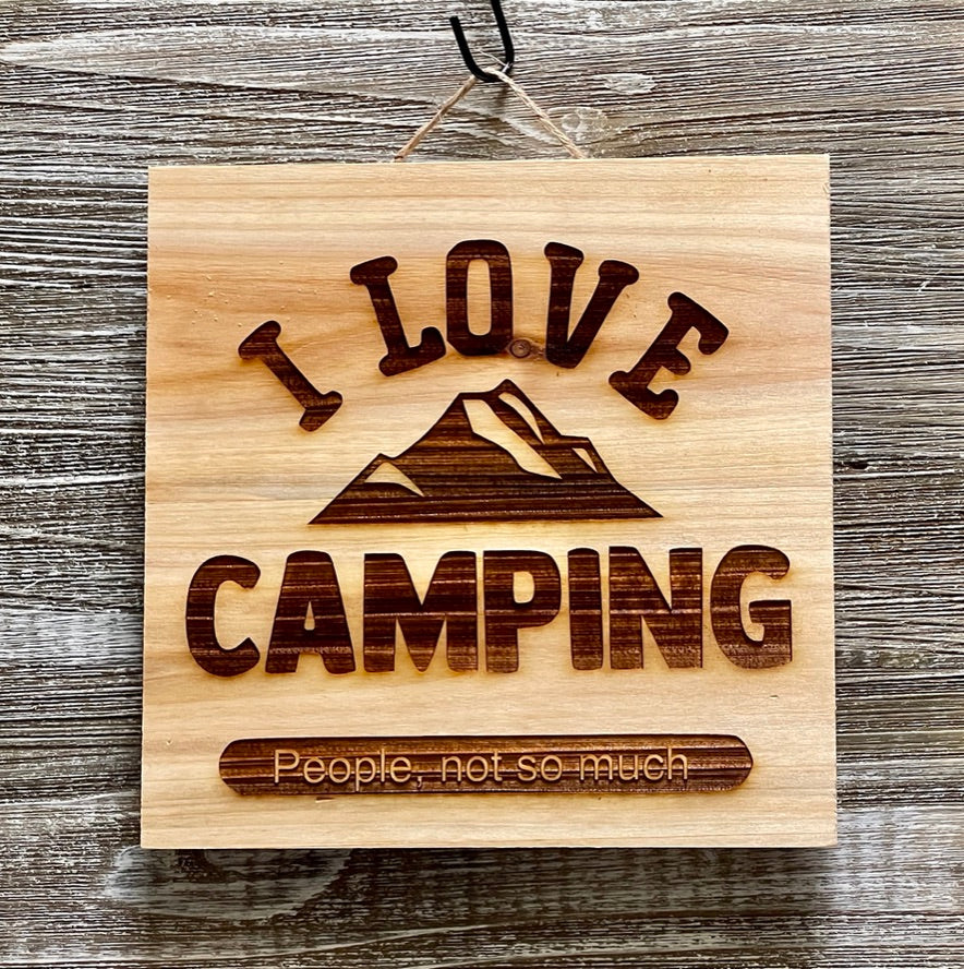 I Love Camping-#221 Laser engraved wood art 10x10, free shipping