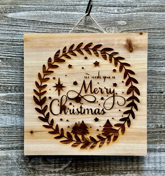 We Wish You A Merry Christmas-#105 Sale 10% off Laser engraved wood art 10x10, free shipping