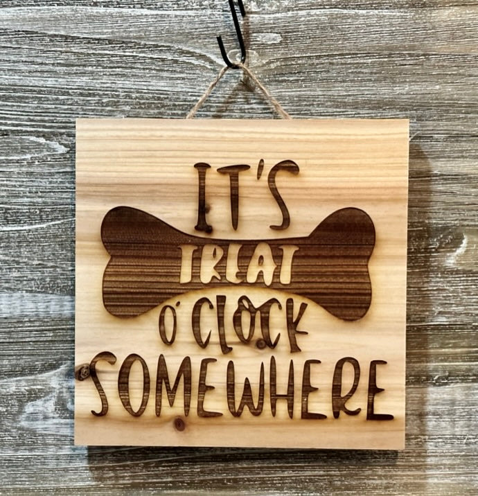 It's Treat O Clock Somewhere-#050 Laser engraved wood art 10x10, free shipping