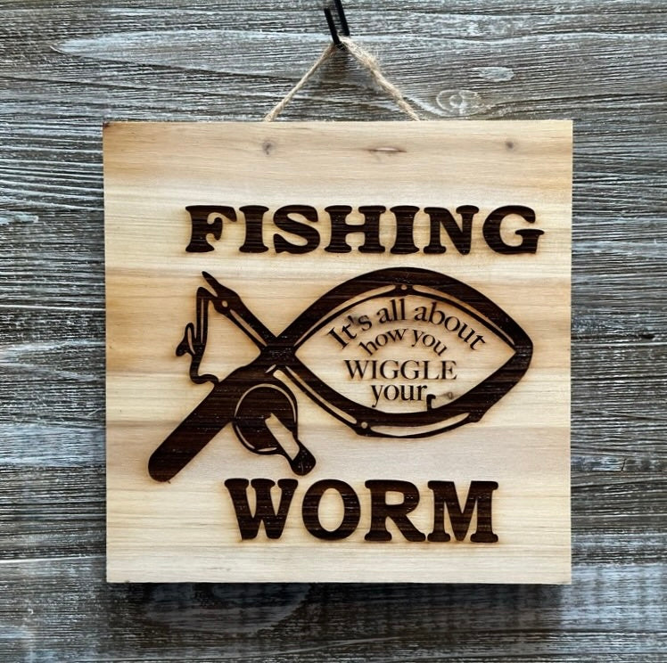 Fishing, It's All About How You-#070 Laser engraved wood art 10x10, free shipping