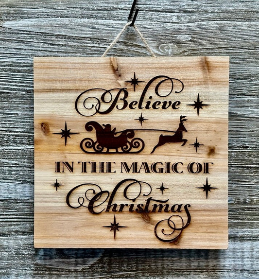 Believe In The Magic-#103 Sale 10% off Laser engraved wood art 10x10, free shipping.