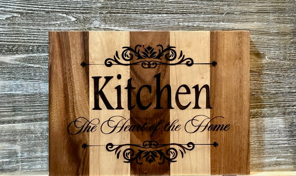 Kitchen, The Heart Of The Home-#187 Laser engraved wood cutting board 10x14, free shipping