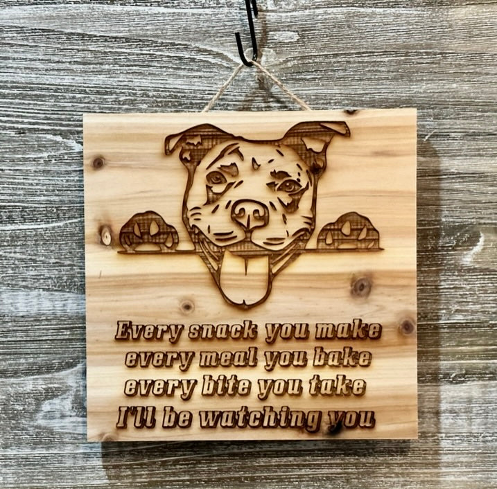 Pittbull Dog-#045 Laser engraved wood art 10x10, free shipping