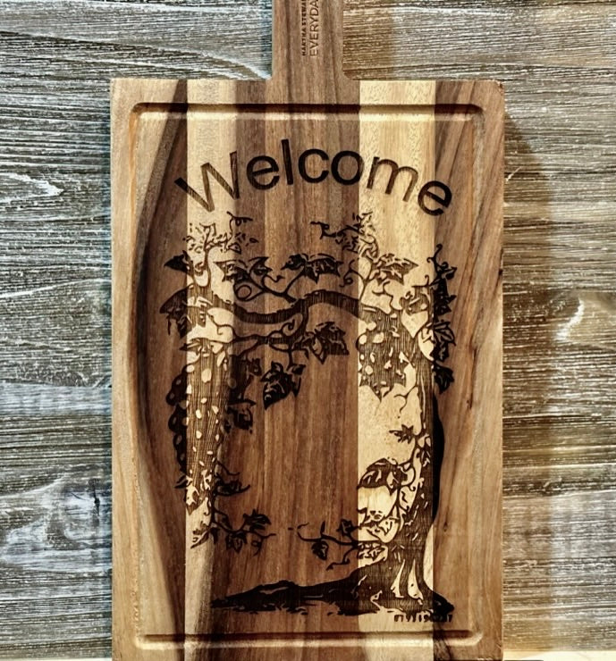 Welcome-#193 Laser engraved wood art/cutting board 9x13.5, free shipping