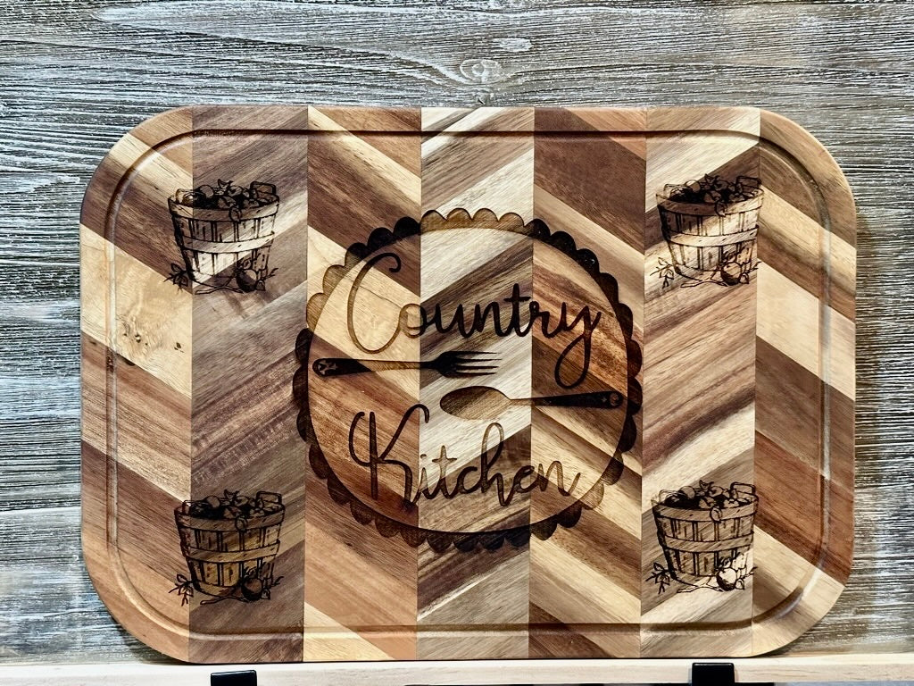 Country Kitchen-#191 Laser engraved cutting board 13x18, free shipping