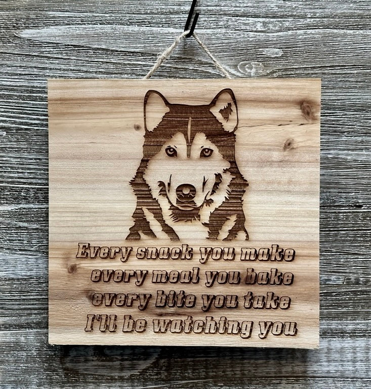 Husky Dog-#025 Laser engraved wood art 10x10, free shipping