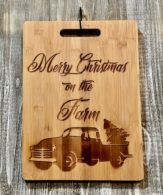 Merry Christmas On The Farm 2-#108 Sale 10% off Laser engraved wood art 11x15, free shipping