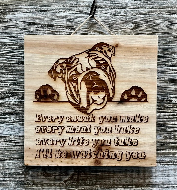 English Bulldog-#013 Laser engraved wood art 10x10, free shipping