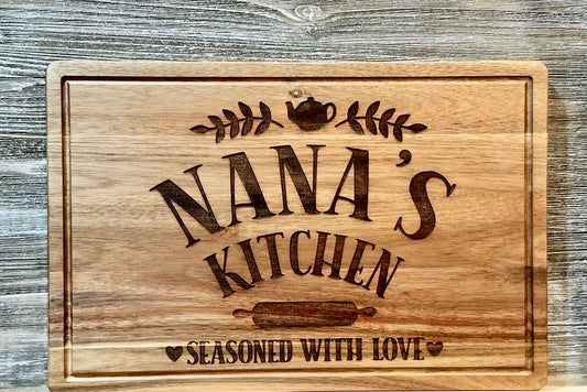 Nana's Kitchen 2-#189 Laser engraved wood cutting board 12x18, free shipping