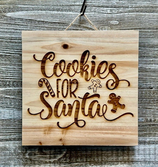 Cookies For Santa-#106 Sale 10% off Laser engraved wood art 10x10, free shipping