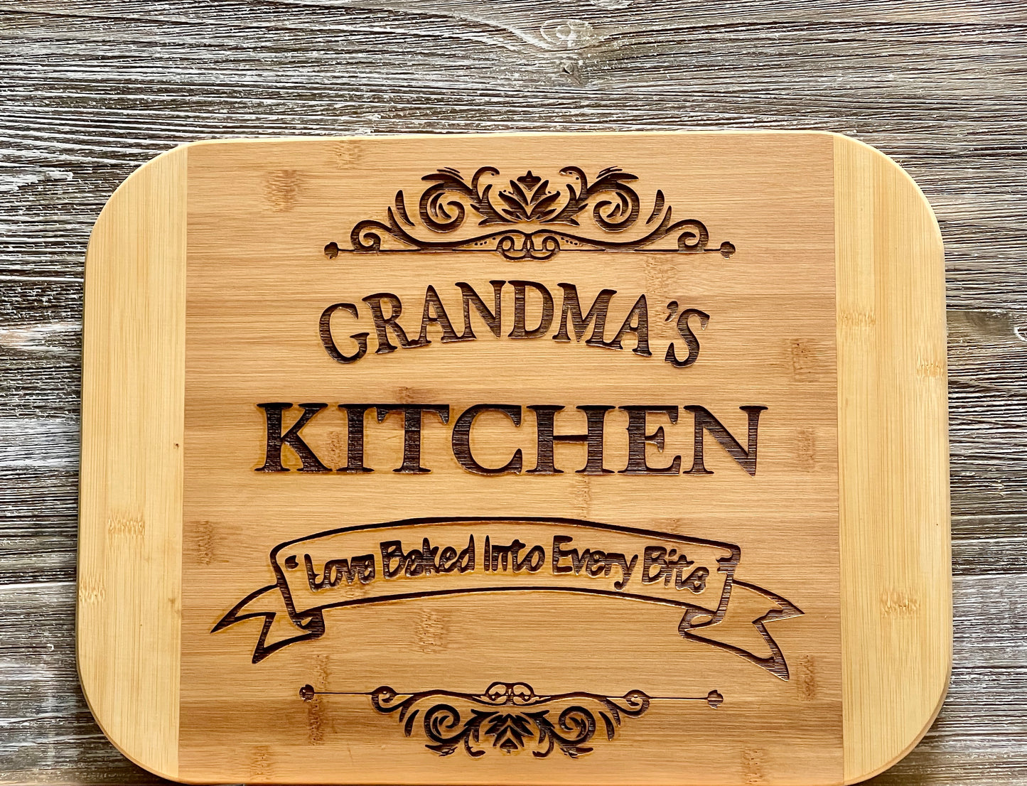 Grandma's Kitchen-#224 Laser engraved wood art/cutting board 11.5x15.5, free shipping
