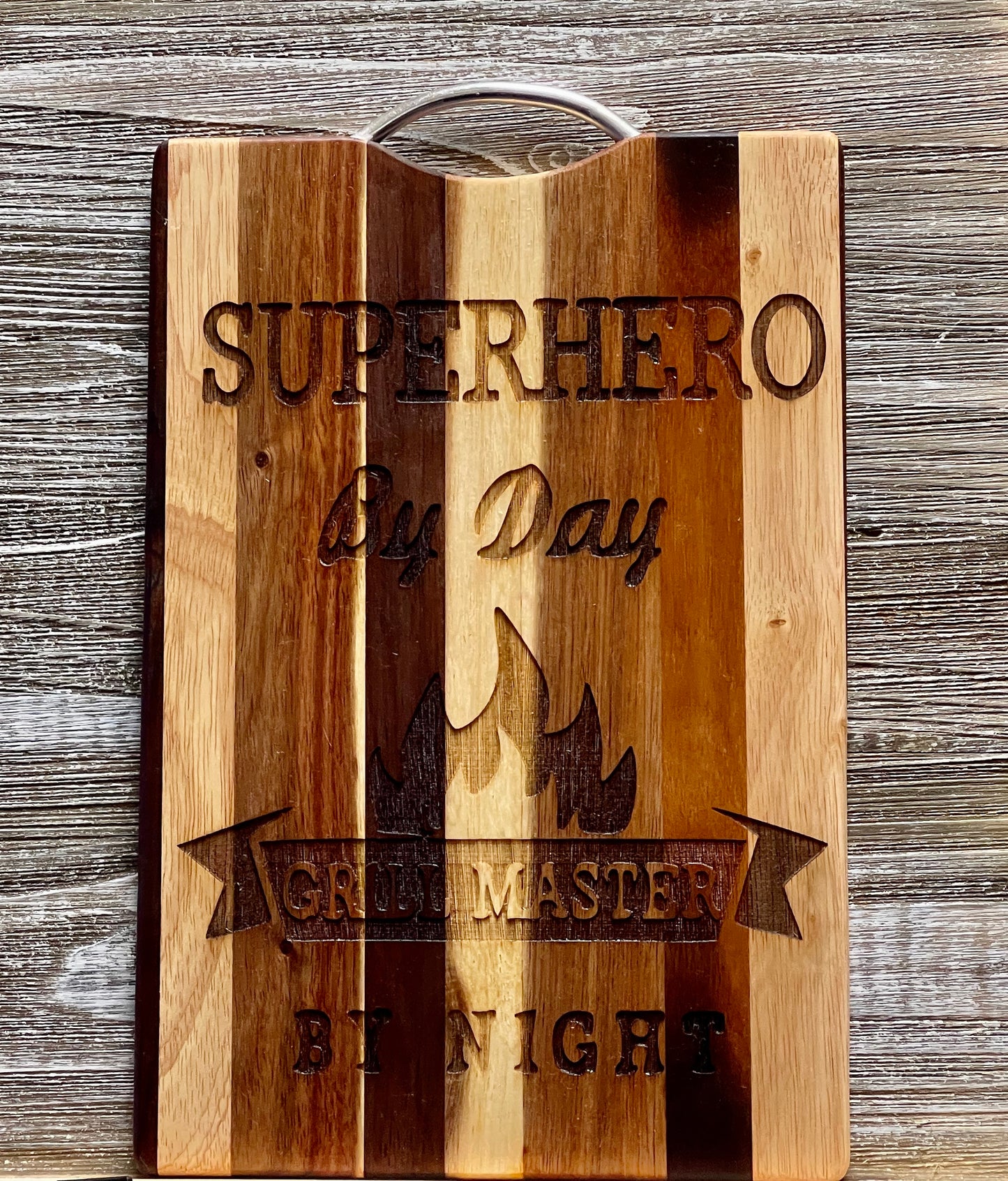 Superhero By Day-#219 Laser engraved wood art/cutting board 9.5x14, free shipping