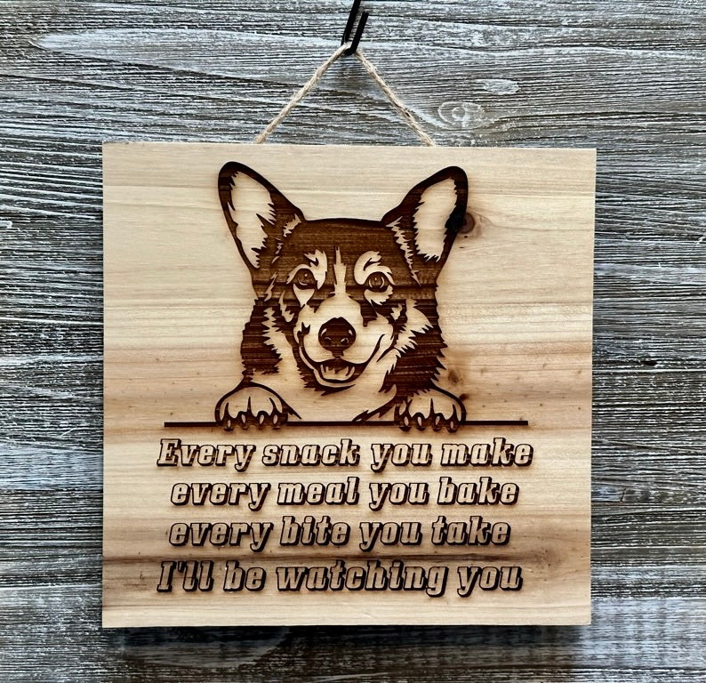 Corgi Dog-#040 Laser engraved wood art 10x10, free shipping